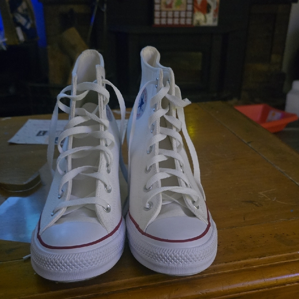 Converse All Star White Canvas High-Tops - Picture 2 of 5